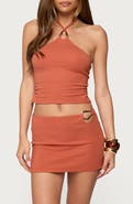 EDIKTED Elmer Abstract Ring Halter Top