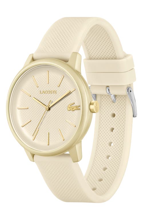 Lacoste Men's L 12.12 Gold-tone Silicone Strap Watch 42mm In White