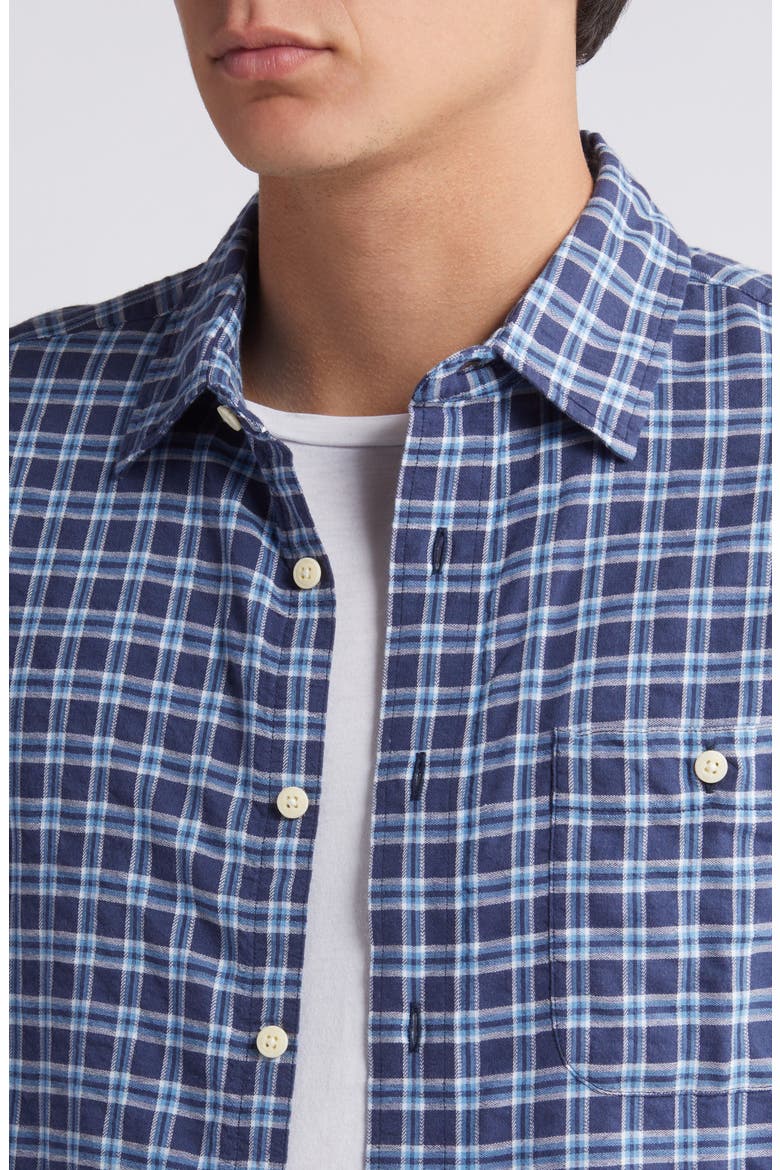 Tropical Cotton Button-Up Shirt, Alternate, color, NAVY VISTA PLAID
