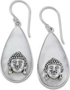 SAMUEL B. Sterling Silver Mother of Pearl Buddha Earrings