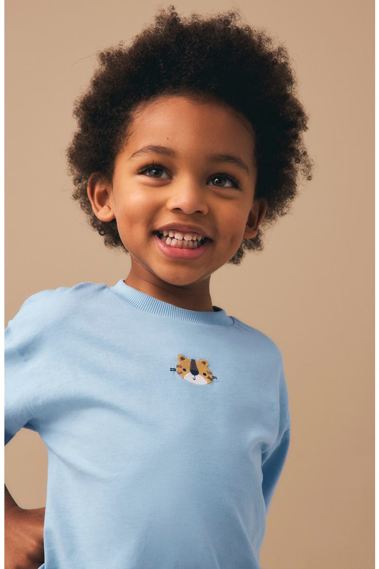 Kids' Lion Embroidered T-Shirt, Alternate, color, BLUE