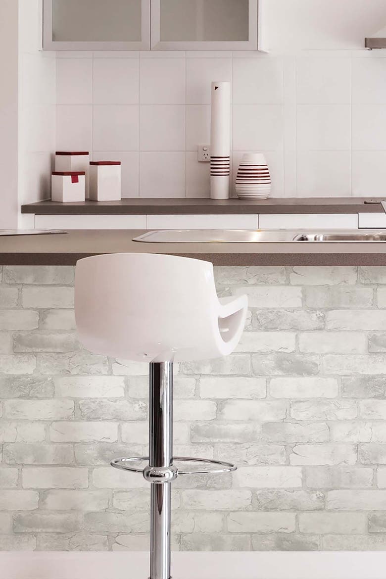 Loft White Brick Peel & Stick Wallpaper, Alternate, color, WHITE