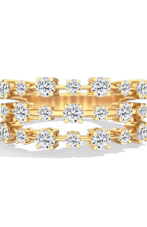 Orbit Three Row Lab Diamond Ring in 14K