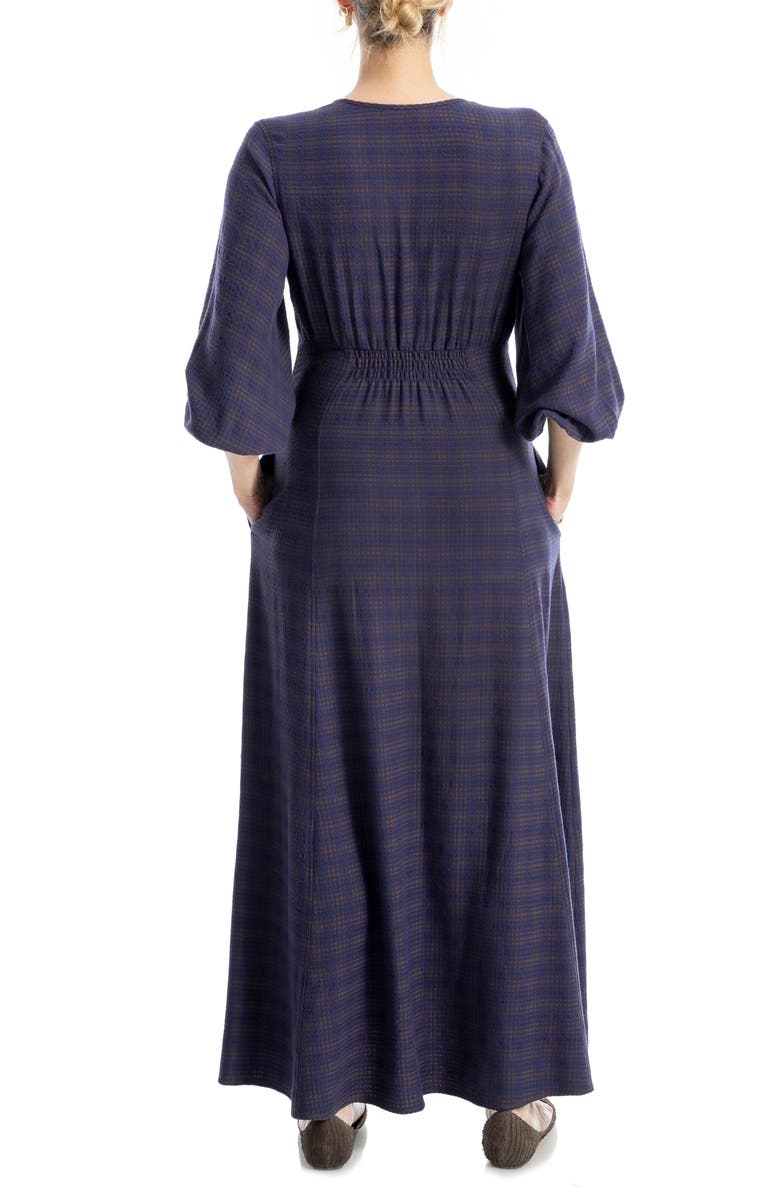 MAX STUDIO Puff Sleeve Maxi Dress, Alternate, color, Royal/ Brown