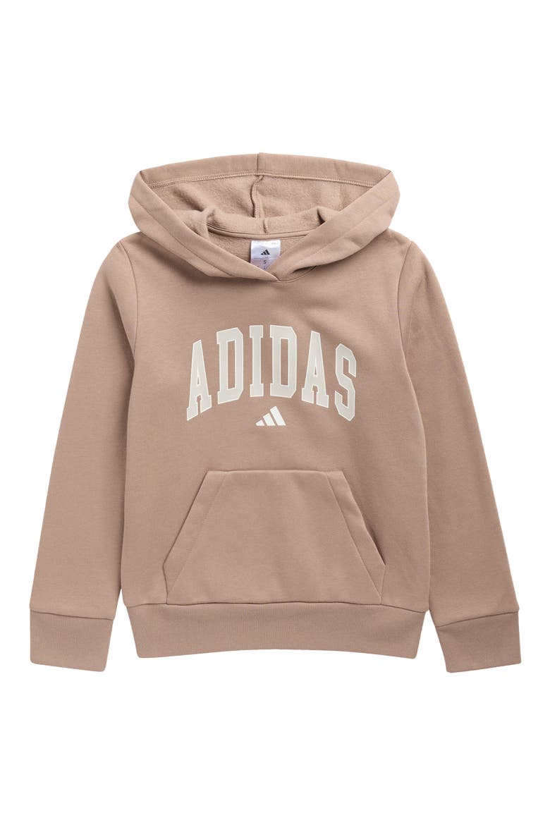 Kids' Varsity Logo Fleece Pullover Hoodie, Main, color, CHALKY BROWN S22