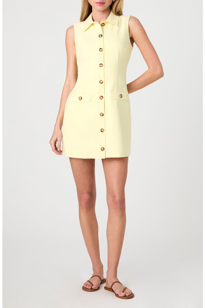 Azra Sleeveless Twill Mini Shirtdress, Main, color, CORNSILK YELLOW