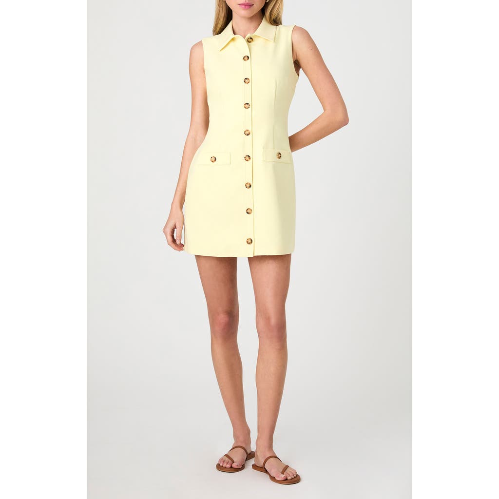 French Connection Azra Sleeveless Twill Mini Shirtdress In Cornsilk Yellow