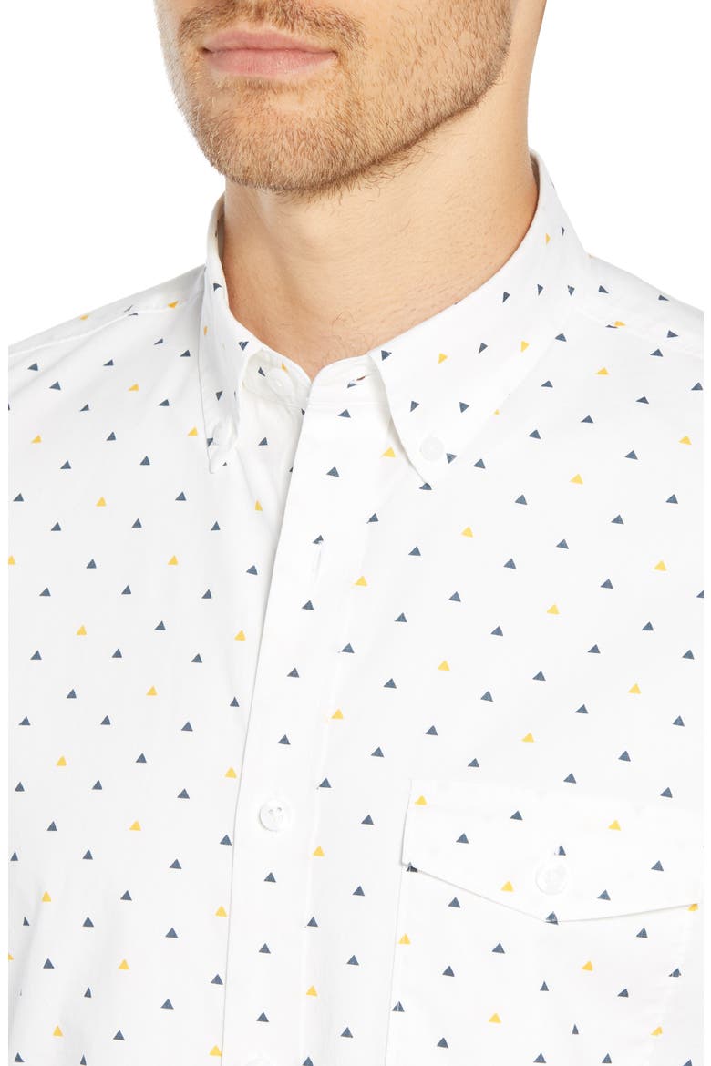 Ivy Trim Fit Triangle Print Sport Shirt, Alternate, color, WHITE BLUE YELLOW TRIANGLES