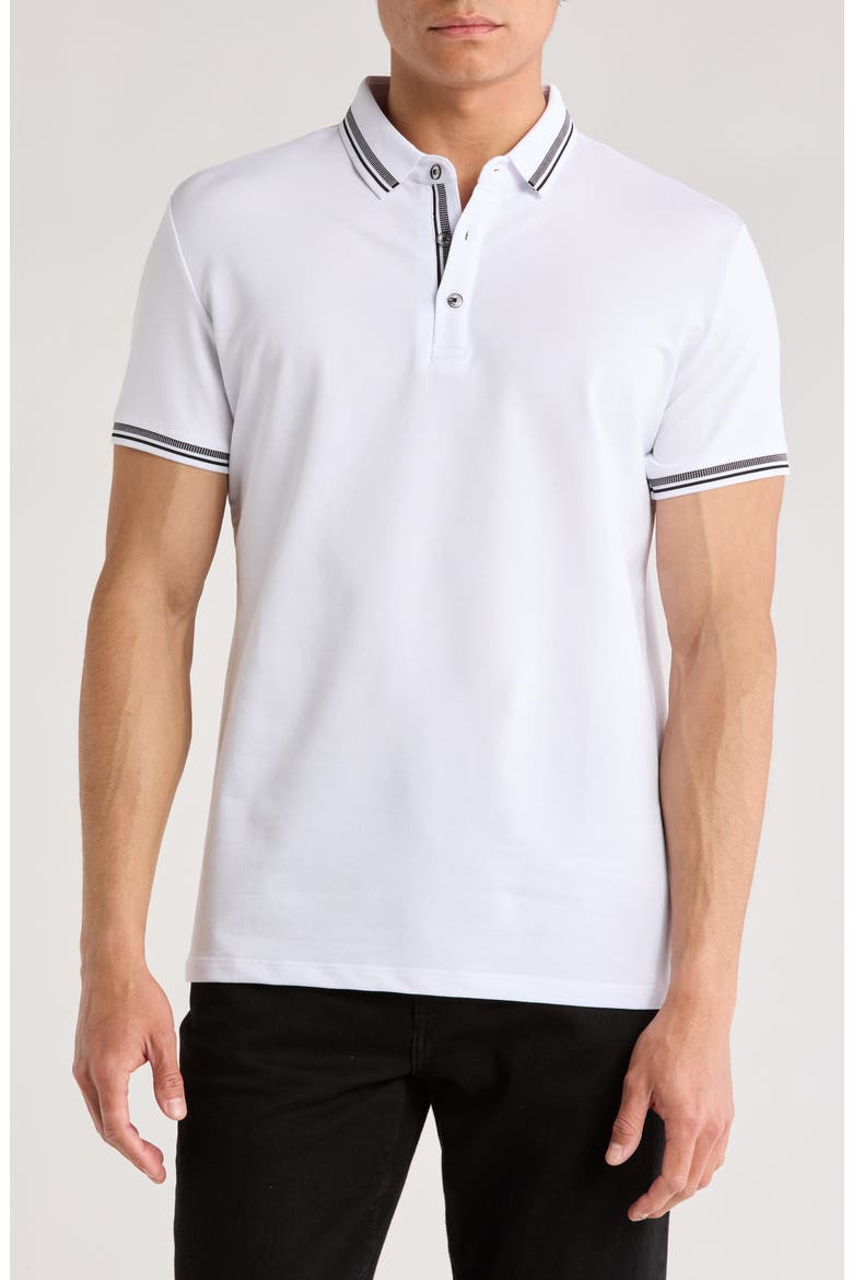 Slim Fit Stretch Cotton Knit Polo, Main, color, WHITE