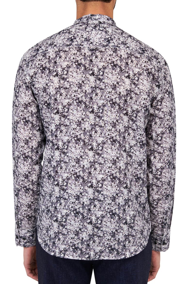 Poplar Cherry Blossom Mandarin Collar Shirt, Alternate, color, GREY