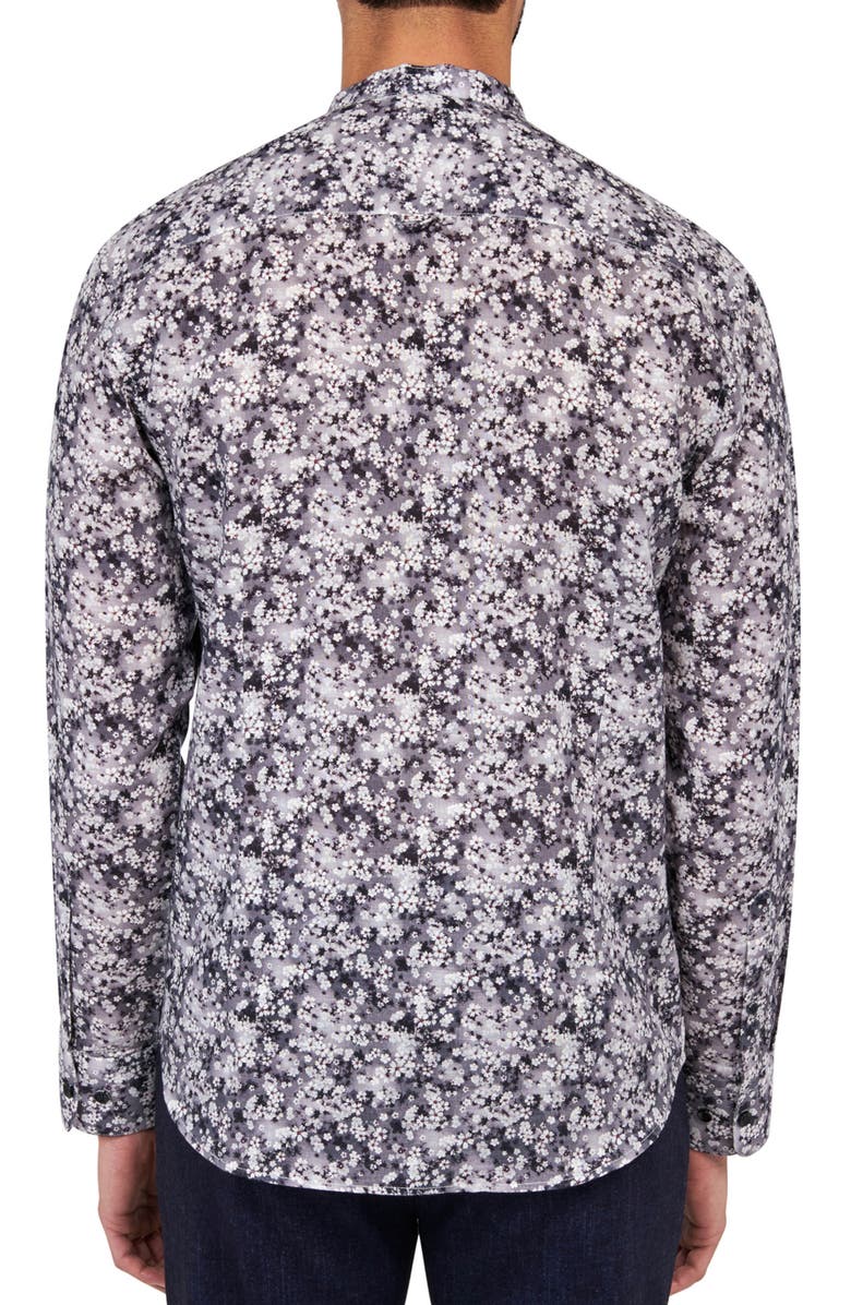 Brooklyn Brigade Poplar Cherry Blossom Mandarin Collar Shirt, Alternate, color, Grey