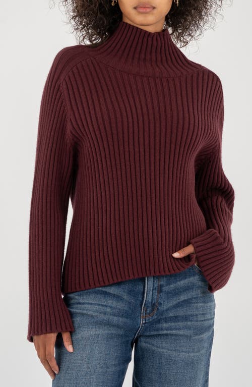 Kut From The Kloth Hera Mock Neck Rib Sweater In Burgundy