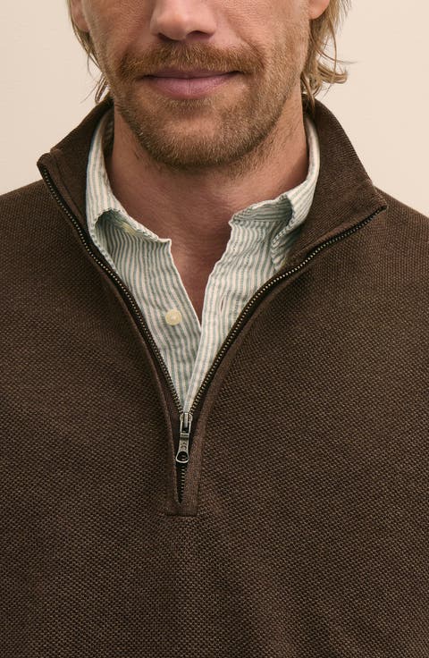 Supima Cotton Piqué Quarter Zip Sweater