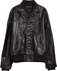 Wales Bonner Time Rib Trim Leather Jacket