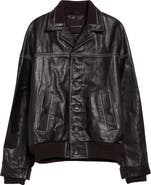 Wales Bonner Time Rib Trim Leather Jacket