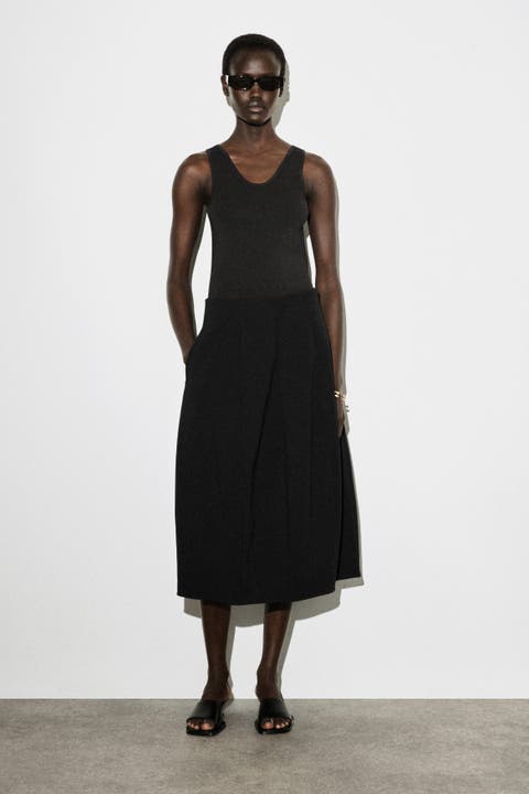 Sculptural Jersey Midi Skirt