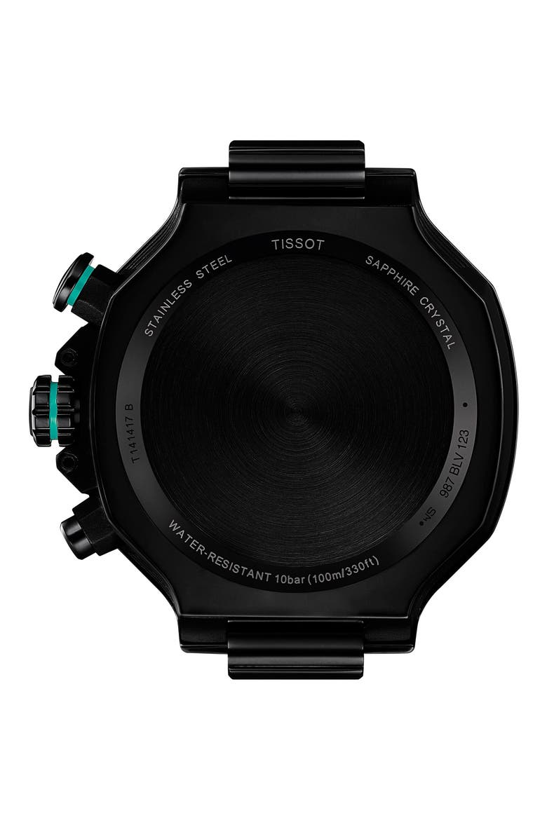 T-Race Chronograph Silicone Strap Watch, 45mm, Alternate, color, BLACK