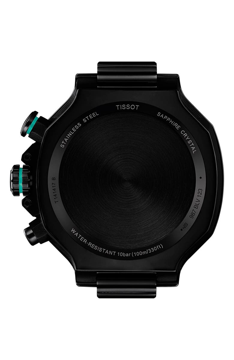 Tissot T-Race Chronograph Silicone Strap Watch, 45mm, Alternate, color, Black