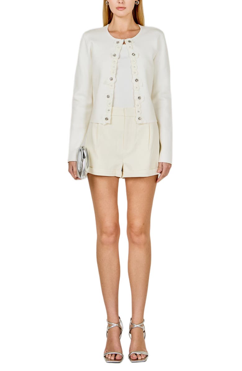 Endless Rose Embellished Floral Appliqué Cardigan, Alternate, color, Off White