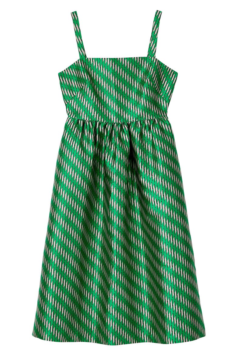 Elodie Metallic Geo Jacquard Midi Dress, Alternate, color, GREEN