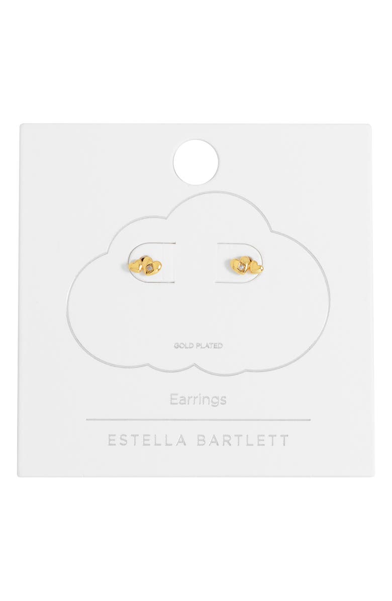 Estella Bartlett Double Cubic Zirconia Heart Stud Earrings, Alternate, color, Gold