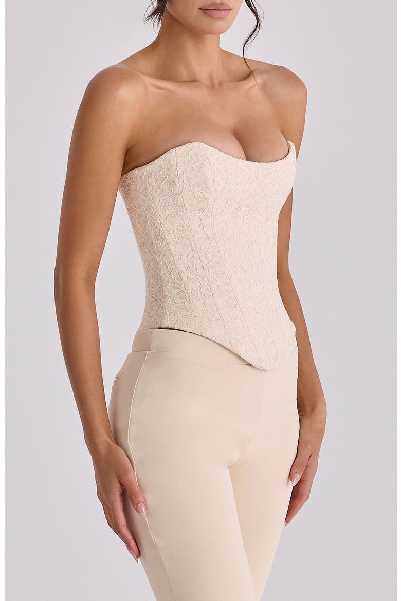Larra Strapless Lace Corset, Alternate, color, VINTAGE IVORY