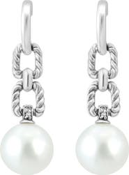 EFFY Diamond & 8-9mm Freshwater Pearl Drop Earrings