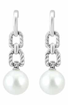 EFFY Diamond & 8-9mm Freshwater Pearl Drop Earrings