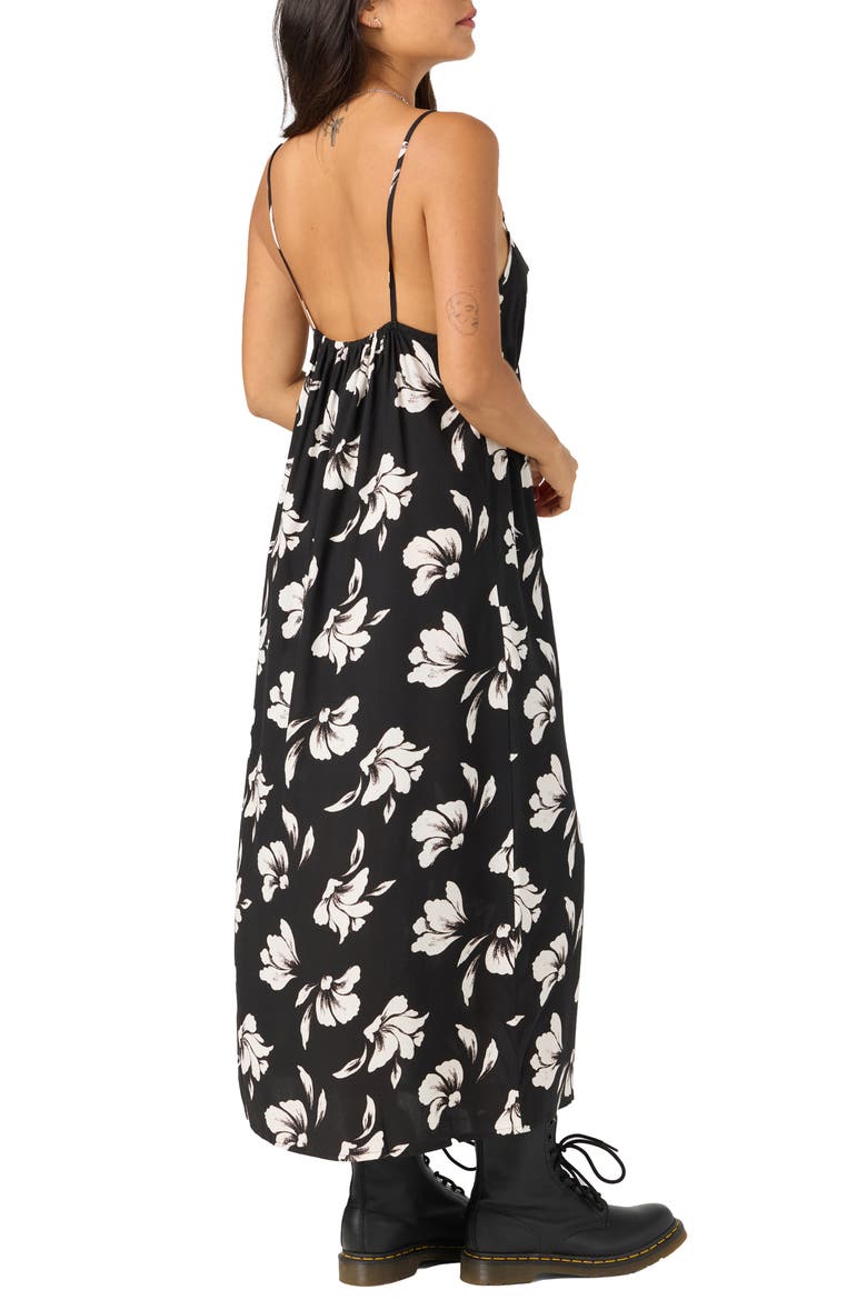 Dayna Floral Midi Dress, Alternate, color, BLACK