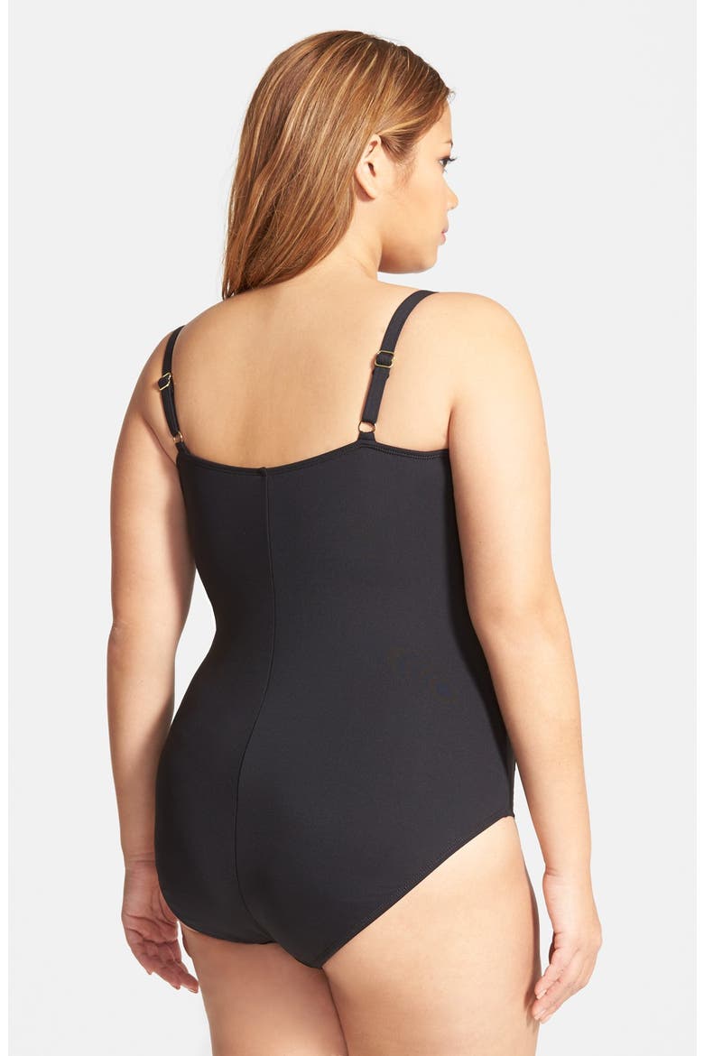'Core' Ruched One-Piece Swimsuit, Alternate, color, BLACK