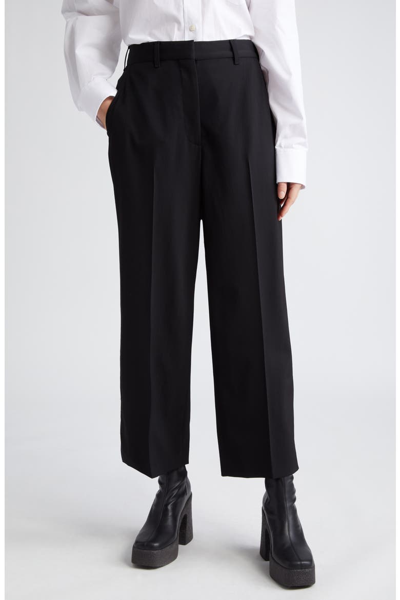 Crop Straight Leg Wool Trousers, Main, color, 1000 - BLACK