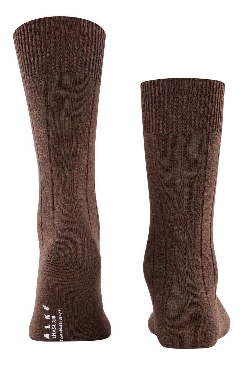 Lhasa Wool & Cashmere Dress Socks, Alternate, color, BROWN