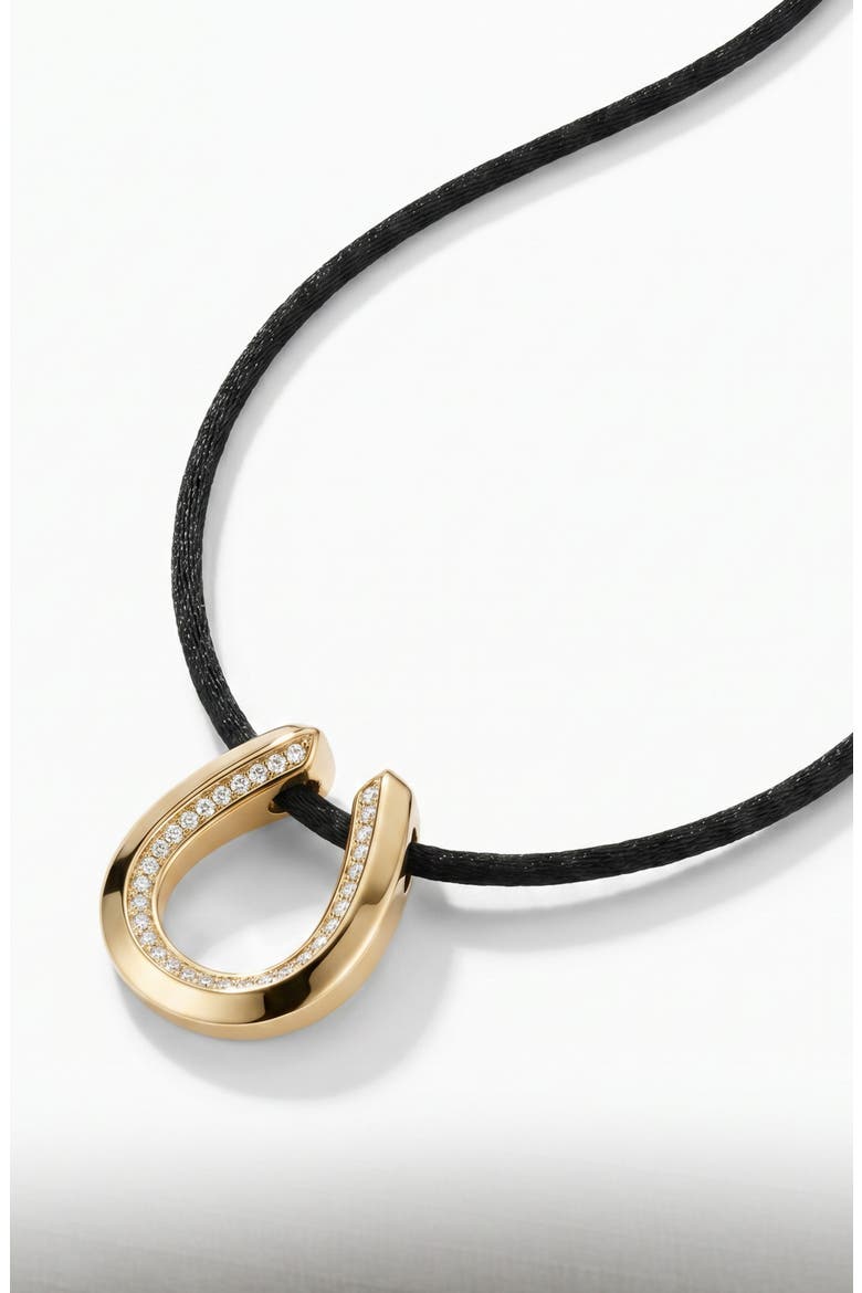 Cubic Zirconia Horseshoe Corded Necklace, Alternate, color, GOLD