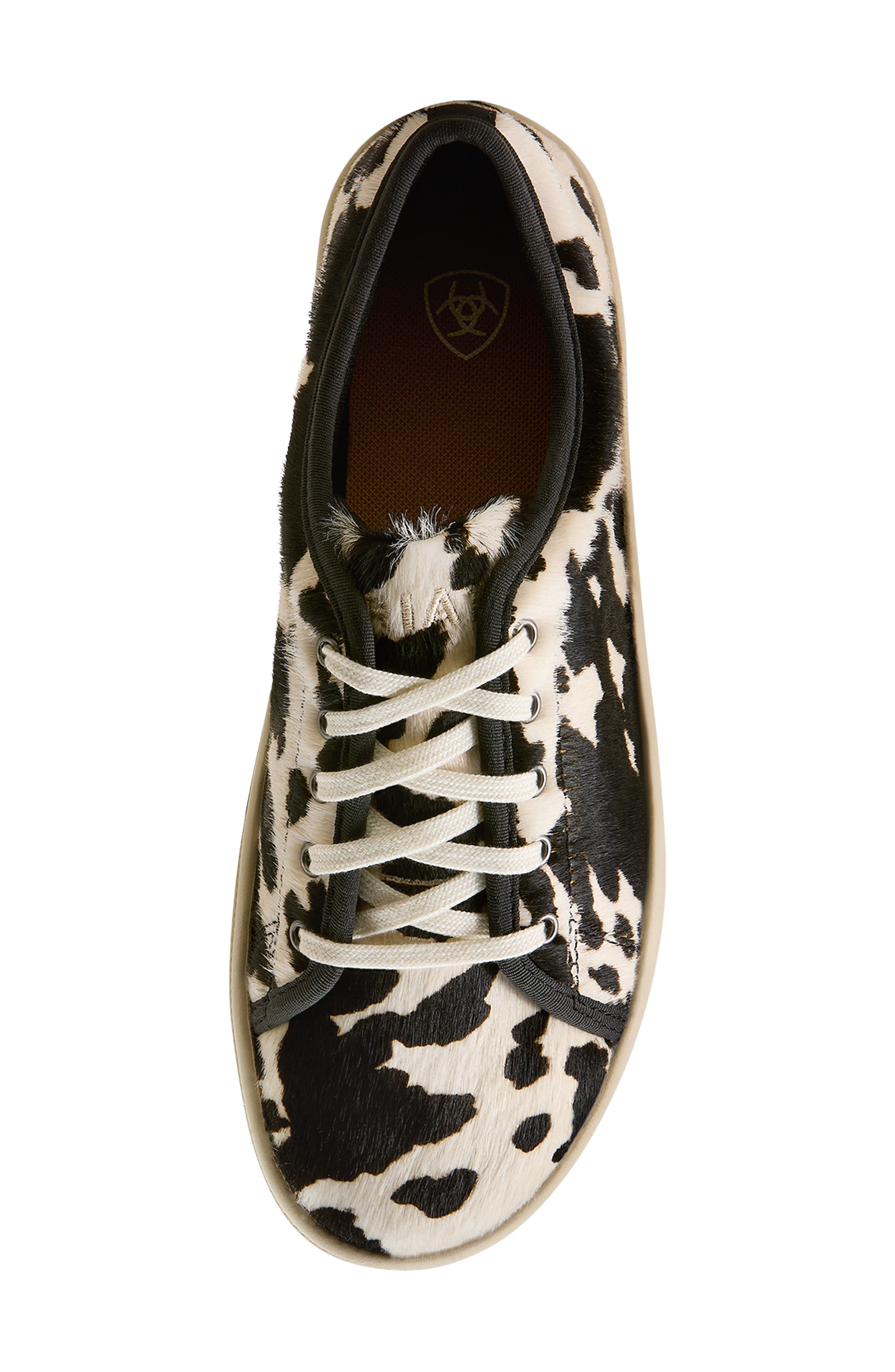 Skylar Croc Embossed Leather Sneaker, Alternate, color, BLACK/ WHITE HAIR ON