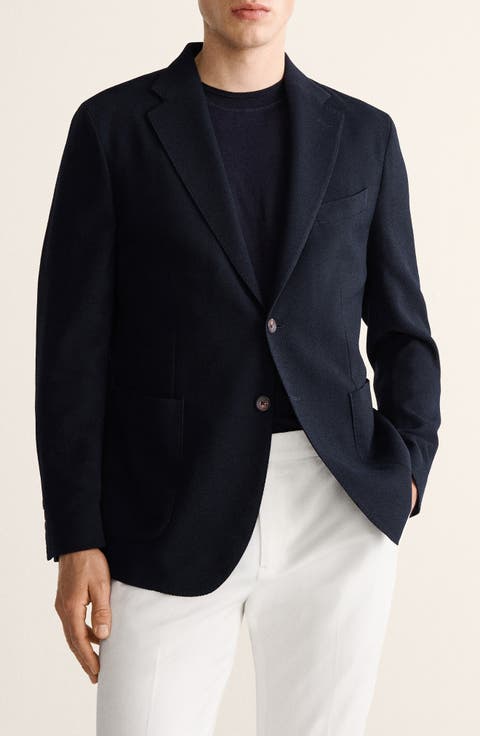Slim Fit Plaid Wool Blend Blazer