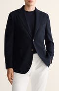MANGO Slim Fit Plaid Wool Blend Blazer