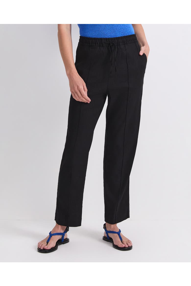 Rosa Tapered Linen Blend Trousers, Main, color, Black