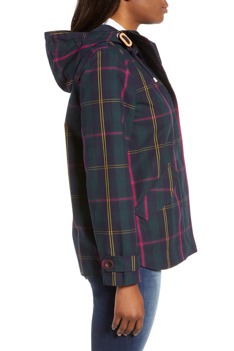 Right as Rain Print Waterproof Hooded Jacket, Alternate, color, NAVY CLOCK WATCH CHECK