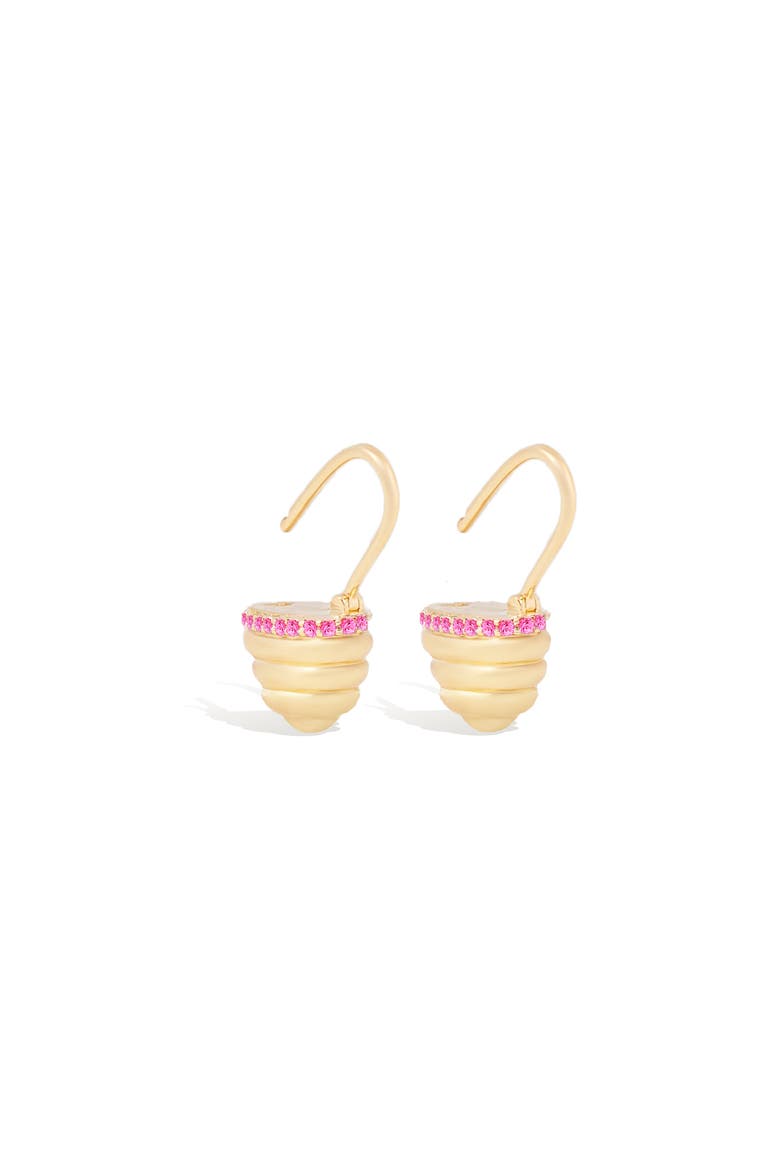 Found Gold Cap Huggie Earring, Alternate, color, Pink Sapphire- Gold