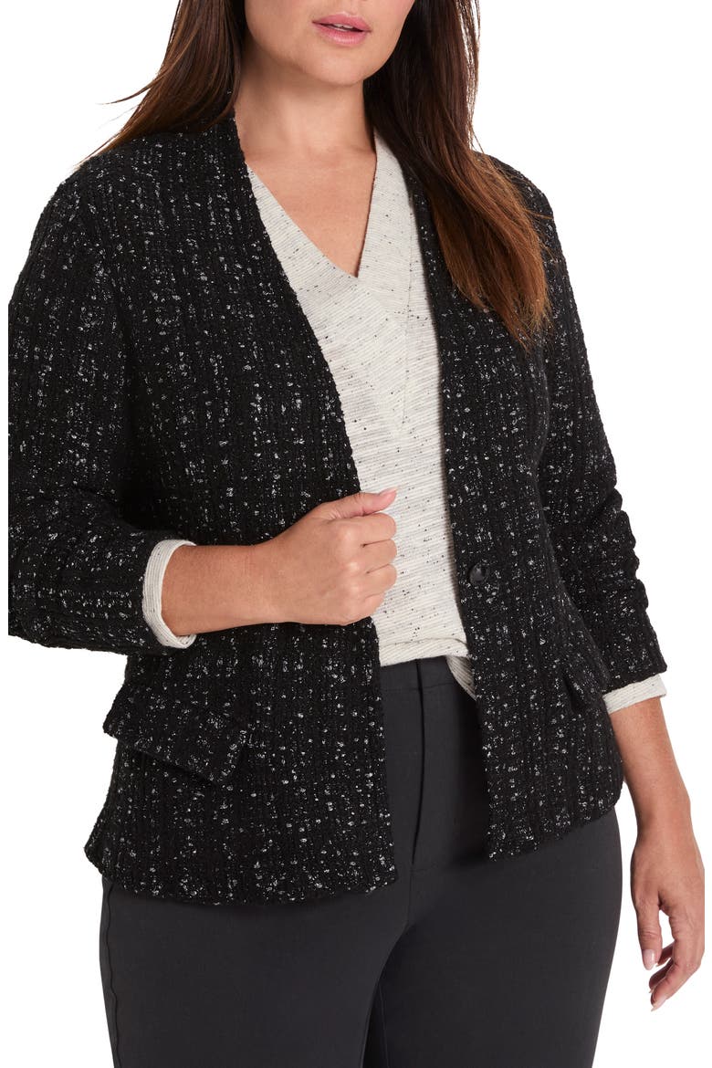 Metallic Grid Knit Jacket, Alternate, color, BLACK MIX