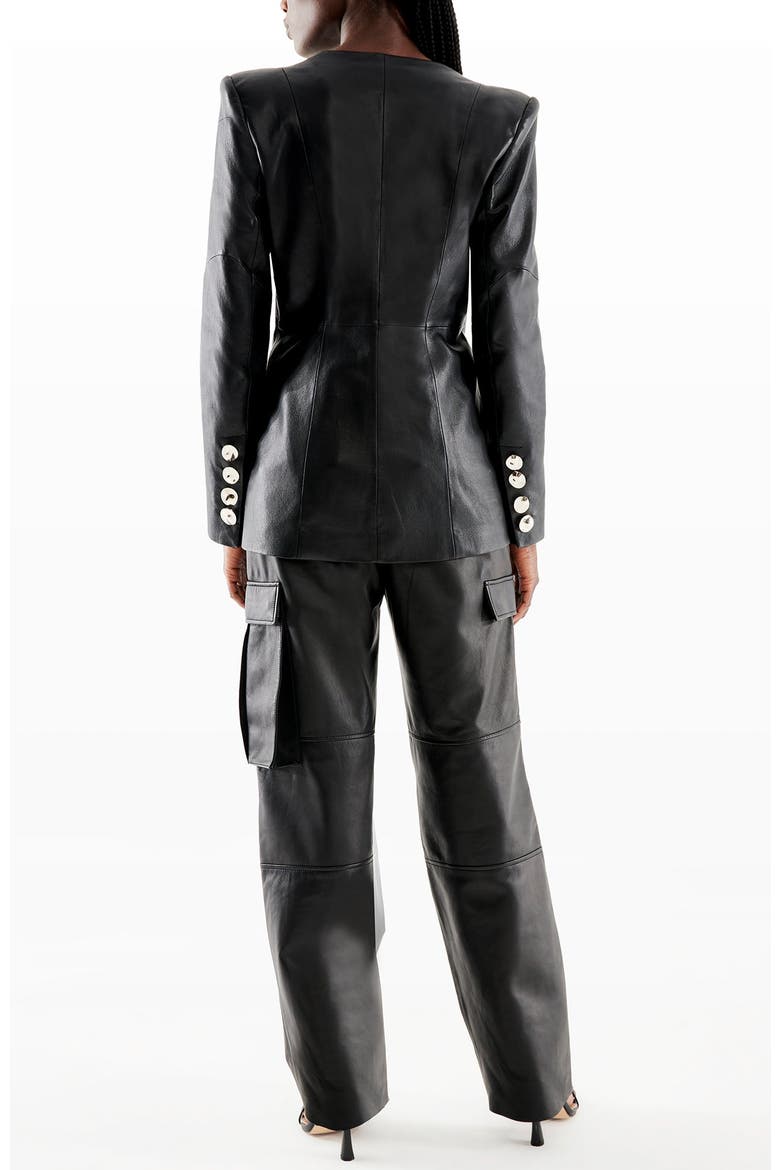 Claude Recycled Leather Blazer, Alternate, color, Black