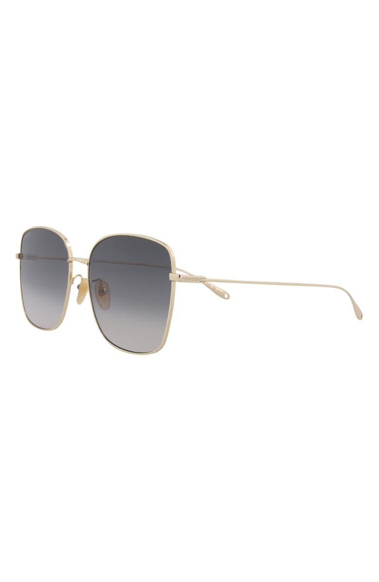 Gucci 60mm Butterfly Sunglasses, Alternate, color, Gold Gold Grey