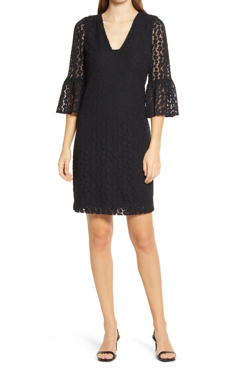 Lilly Pulitzer<sup>®</sup> Jaclene Leopard Lace Onyx Dress, Main, color, 