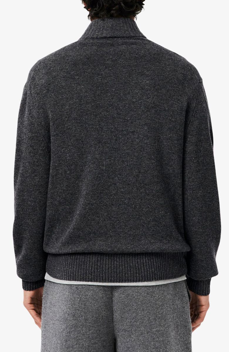 Lacoste Classic Fit Wool Quarter Zip Sweater, Alternate, color, Pitch Chine