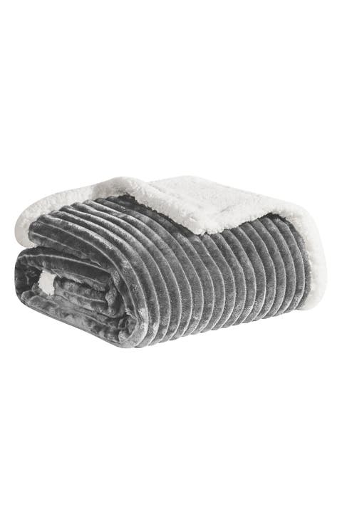 Plush Reversible Plain Weave Corduroy Faux Shearling Blanket