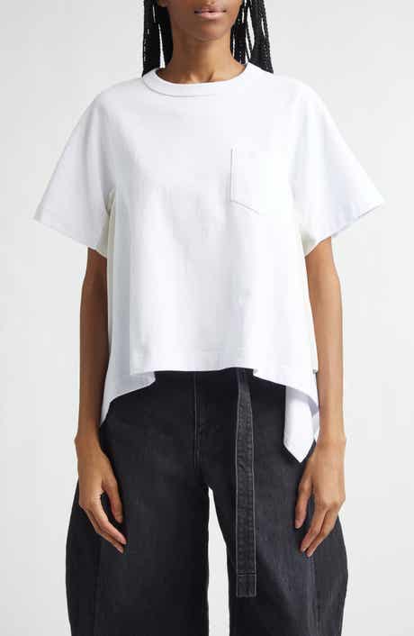 Mixed Media Cotton Jersey & Satin Pocket T-Shirt