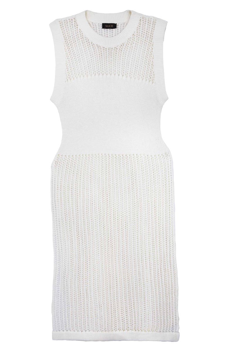 SAACHI Cotton Knit Split Hem Kaftan Cover-Up Dress, Alternate, color, Ivory