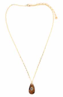 Tiger's Eye Teardrop Pendant Necklace