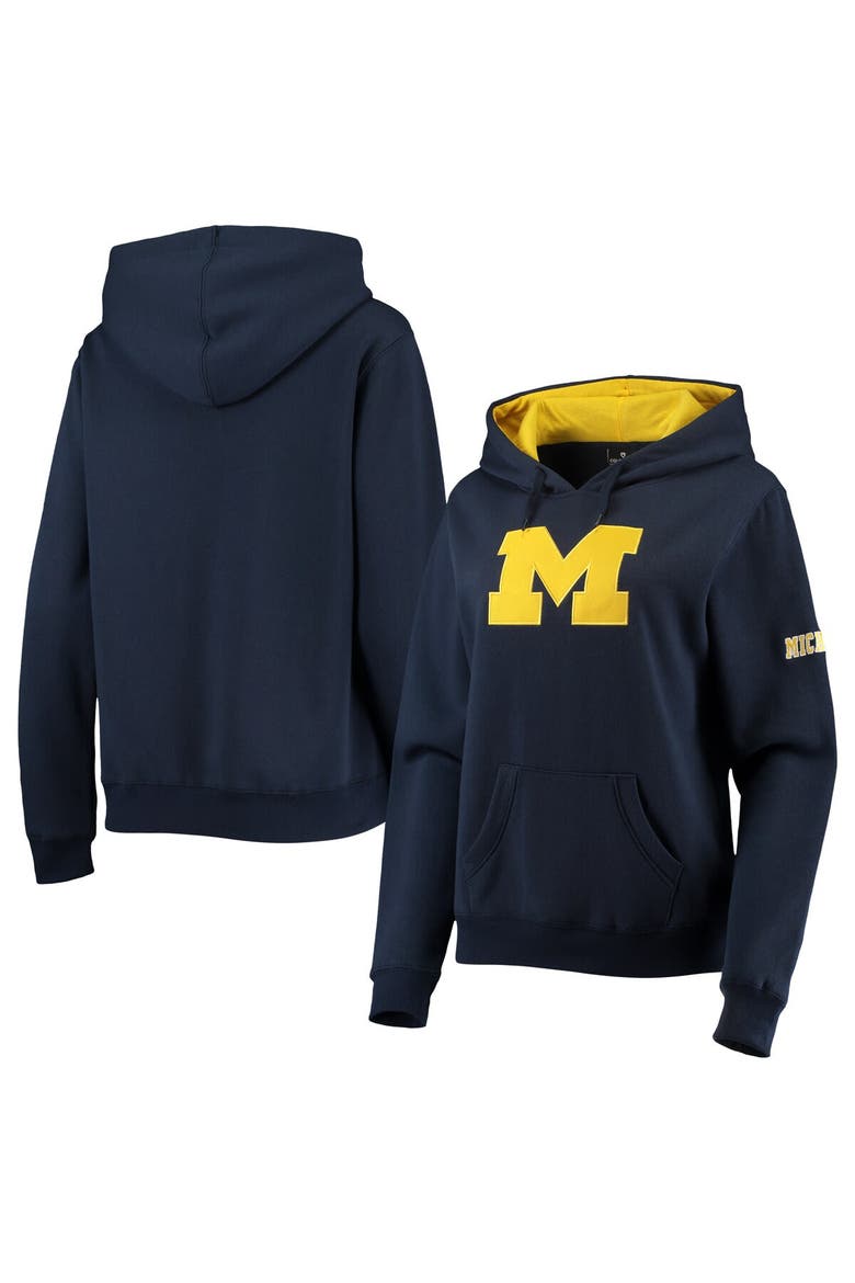 Women's Colosseum Navy Michigan Wolverines Big Logo Team Pullover Hoodie, Main, color, Navy