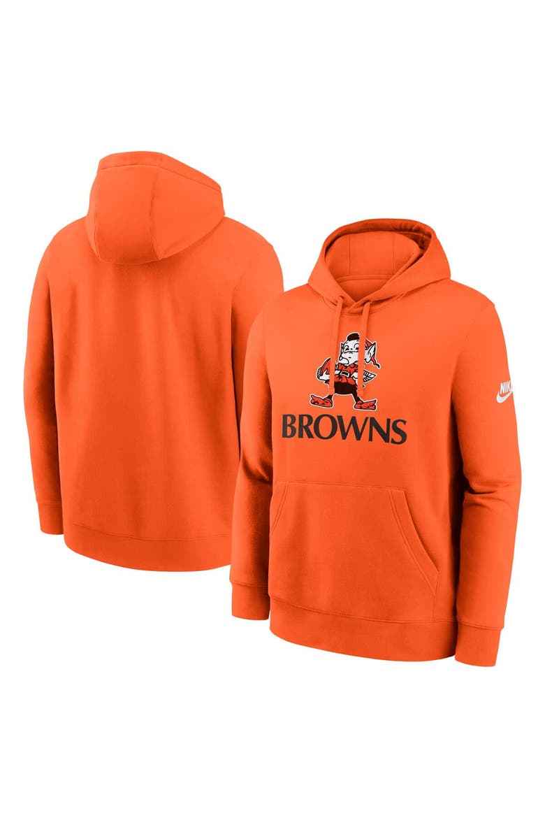 Men's Nike Orange Cleveland Browns Best Season Rewind Club Pullover Hoodie, Main, color, Orange